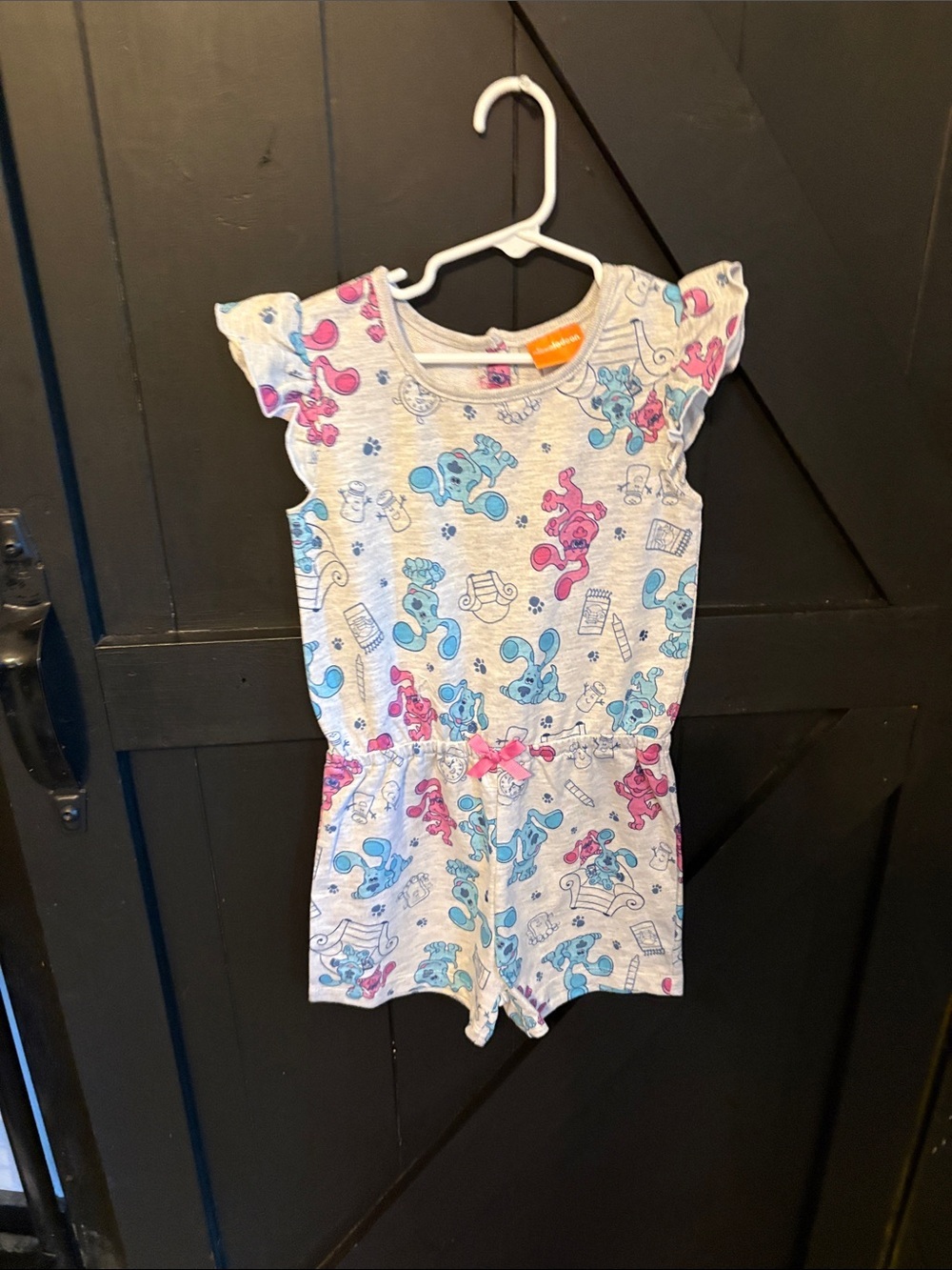 Nickelodeon Gray Romper with Pink and Blue Character Print
